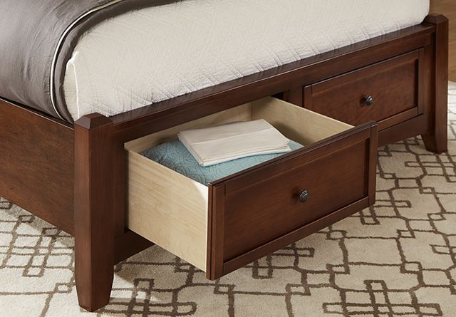 Vaughan-Bassett Bonanza Blue/Cherry Queen Upholstered Panel Storage Bed-1