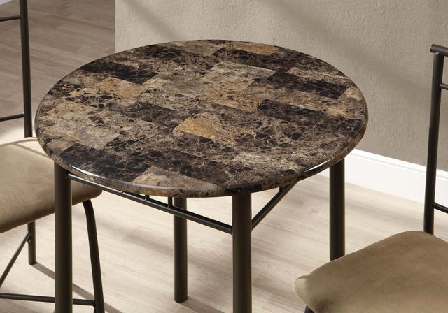 Monarch Specialties Inc. 3 Piece Espresso Marble Dining Set-1