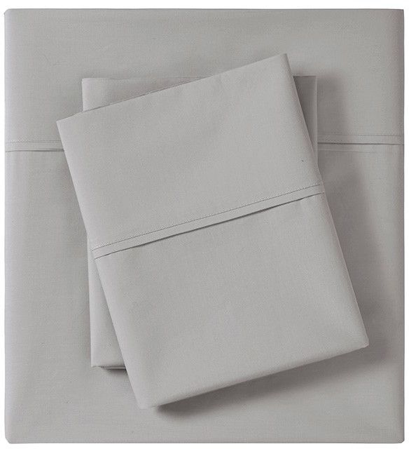 Olliix by Madison Park Grey California King Peached Percale Cotton Sheet Set-0