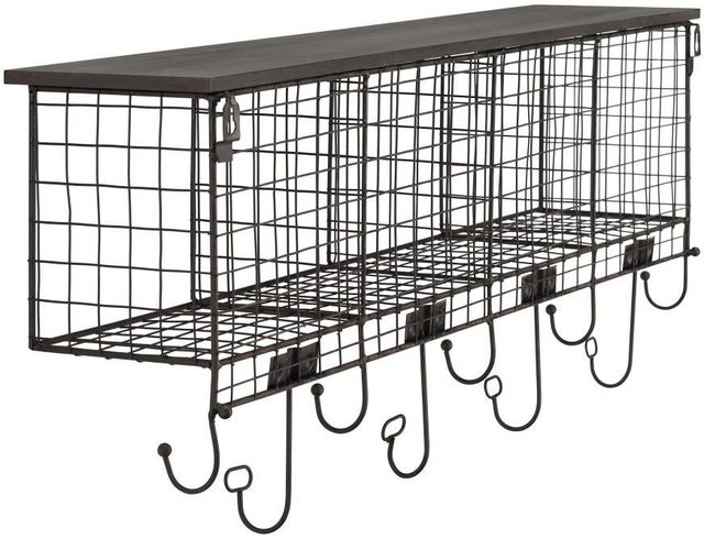 Linon Four Cubby Black Wall Shelf-1