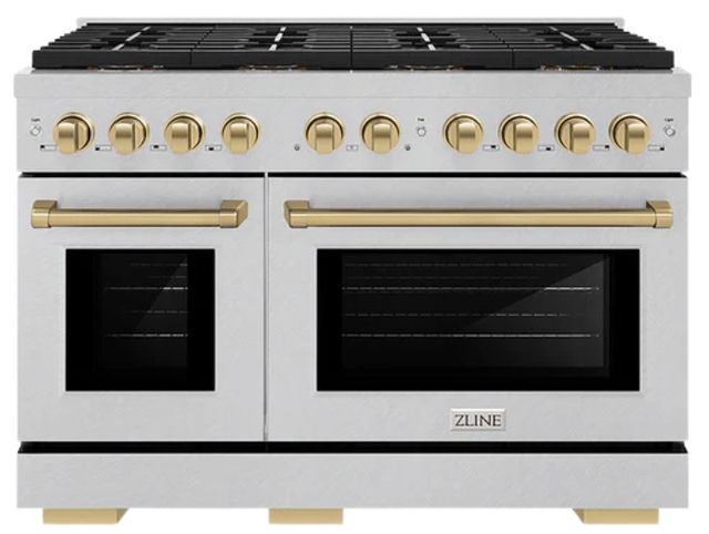 ZLINE Autograph Edition Paramount 48" 6.7 Cu. Ft. Satin Stainless Steel Gas Range with 8 Burner DuoPro™ Cooktop and Dual Oven with Champagne Bronze Accent-0