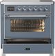 Ilve® Majestic III 36" Blue Gray Pro Style Induction Range with Triple Glass Door and Chrome Trim-3