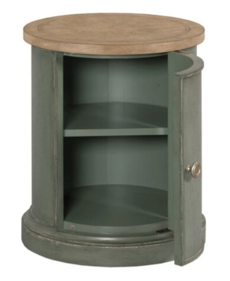 Hammary® Chastain Woodfield Brown Round Accent Table with Green Base-2