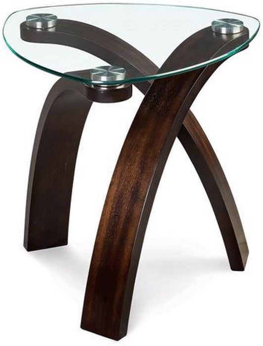 Magnussen Home® Allure Glass Top Oval End Table with Hazelnut Base-0