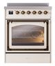 Ilve® Nostalgie II Noblesse 30'' Antique White Pro Style Induction Range with Burnished Trim-1