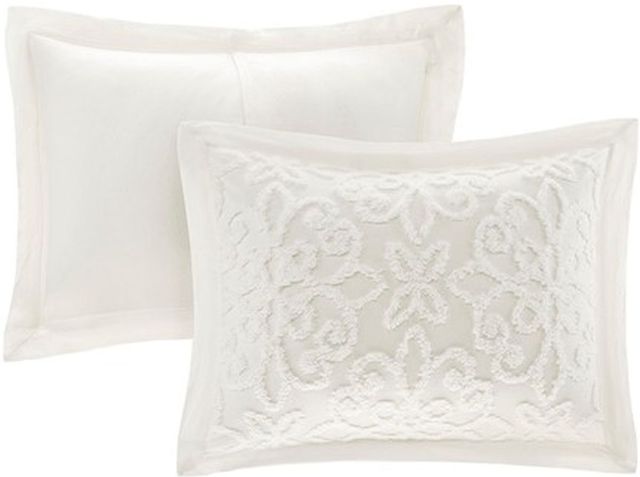 Olliix by Madison Park White Full/Queen Sabrina 3 Piece Tufted Cotton Chenille Bedspread Set-1