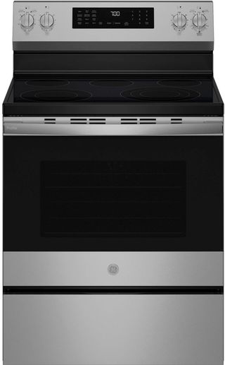 GE Profile™ 30" Fingerprint Resistant Stainless Steel Smart Freestanding Electric Convection Range with No Preheat Air Fry and EasyWash™ Oven Tray