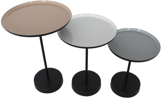 Renwil® Stepping Stone Set of Three Accent Tables with Black Metal Base -1