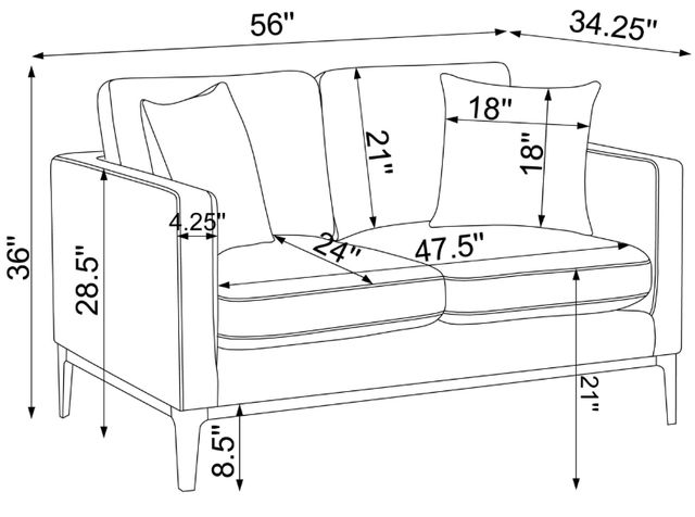 Coaster® Apperson 2-Piece Light Gray Upholstered Track Arm Sofa Set-3