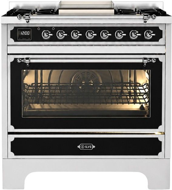 Ilve Décor 36” Graphite Matte Pro Style Dual Fuel Range with 6 Burners and Griddle-0