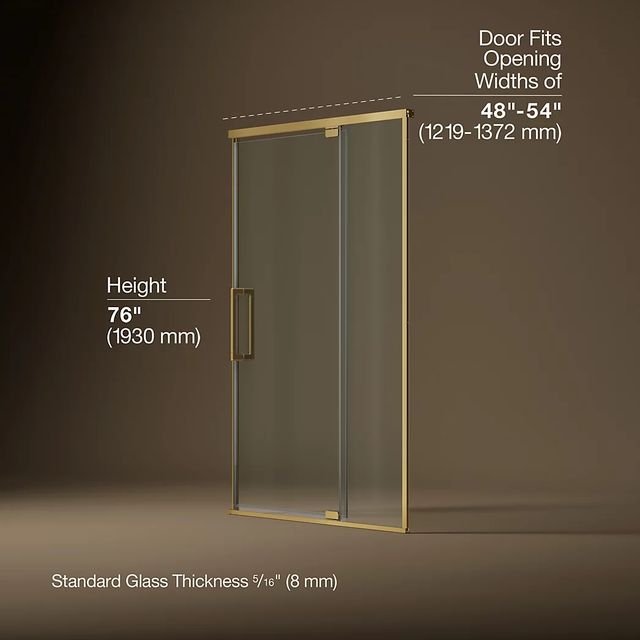 KOHLER Statement™ Vibrant Brushed Moderne Brass 76" x 48" - 54" Pivot Shower Door-2