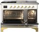 Ilve® Majestic III 48" White Pro Style Dual Fuel Natural Gas Range with 5 Black Brass Burners and Brass Trim-1