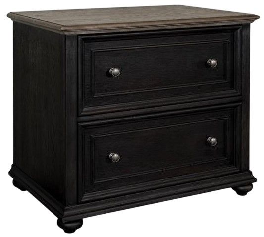 Riverside Furniture Regency Antique Oak/Matte Black Lateral File Cabinet-0