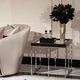 Michael Amini® Carmela Glossy Charcoal Sand End Table with Silver Base-1