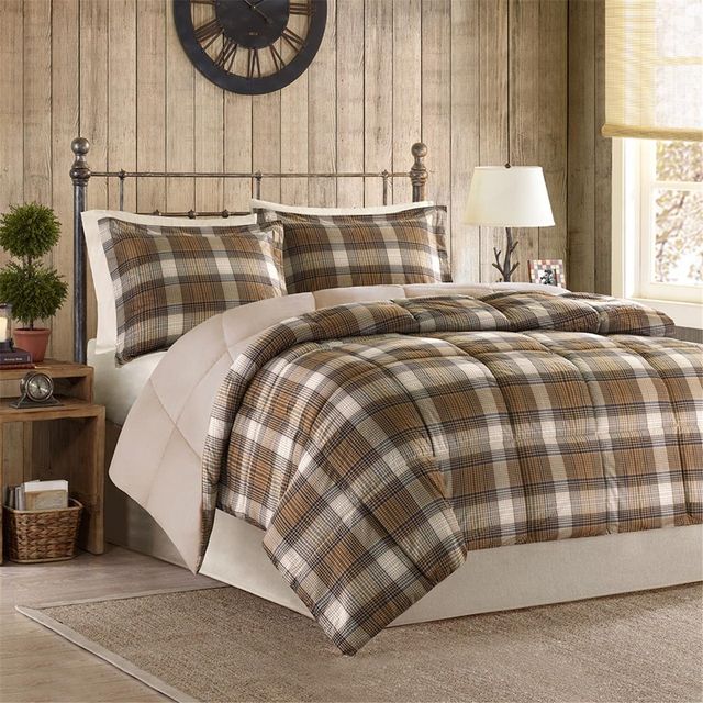 Olliix by Woolrich Lumberjack Multicolor King Lumberjack Classic Quilting Soft and Cozy Microfiber Solid Reverse Down Alternative Comforter Set-1