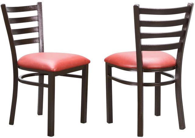 Linon Kara 2-Piece Bronze/Red Vinyl Metal Side Chairs-0