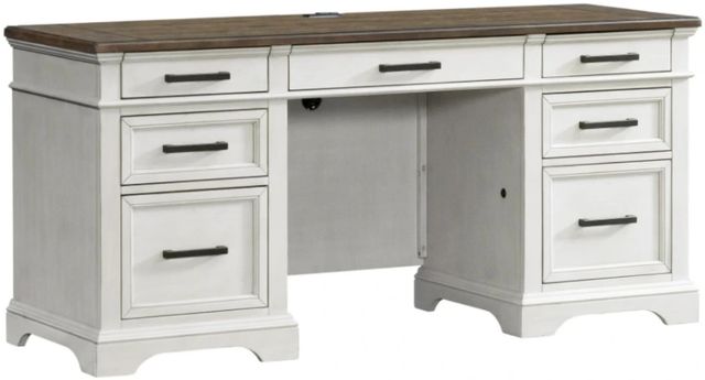 Intercon Drake French Oak/Rustic Gray Executive Desk-0
