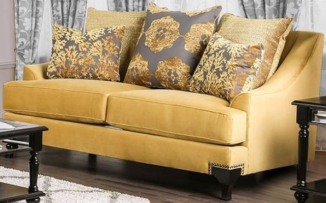 Furniture of America® Viscontti Gold and Gray Sofa and Loveseat-2