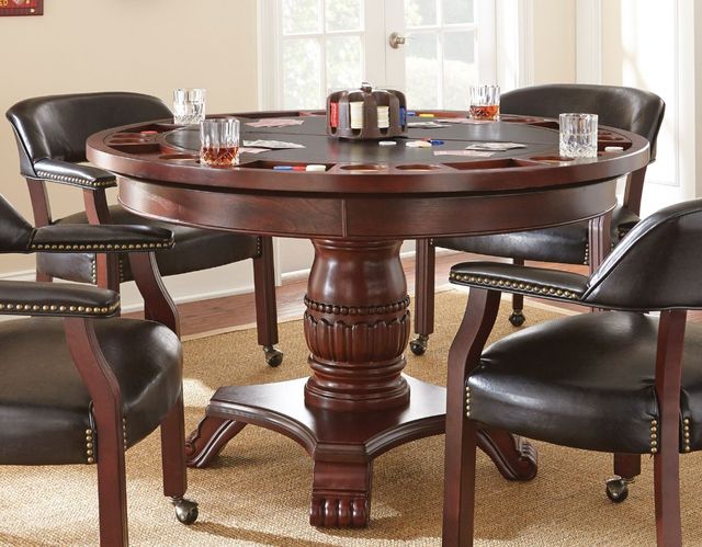 Steve Silver Co. Tournament Black Game Table with Medium Cherry Base-1