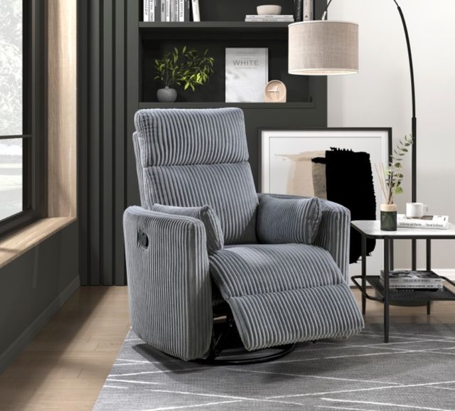 Homelegance® Traverse Gray Manual Swivel Glider Reclining Chair-1