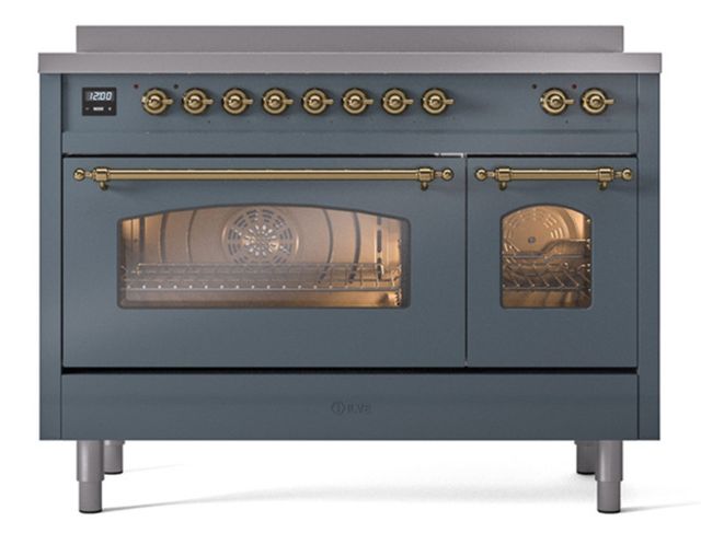 Ilve® Nostalgie II Series 48" Blue Grey Pro Style Induction Range-0