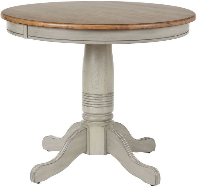 Winners Only® Barnwell Rustic Brown Top 36" Dining Table with Gray Pedestal Base-0