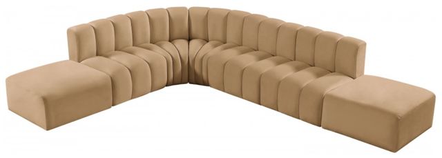 Meridian Furniture Arc 7-Piece Camel Velvet Sectional-1