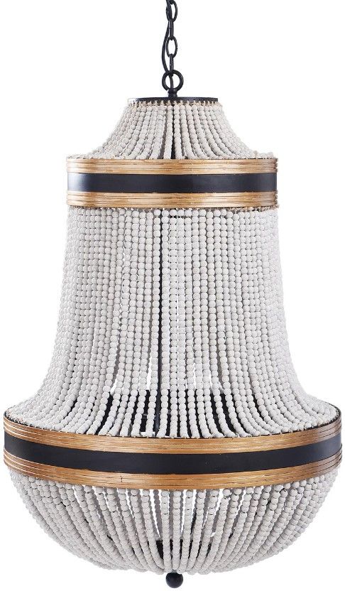 Harp & Finial® Porfino Black/Natural Wood Bead Chandelier-0