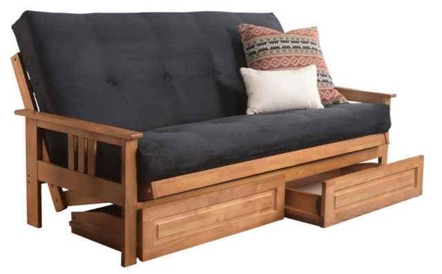 Kodiak Furniture Monterey Suede Black/Butternut Full Storage Futon with Mattress-1