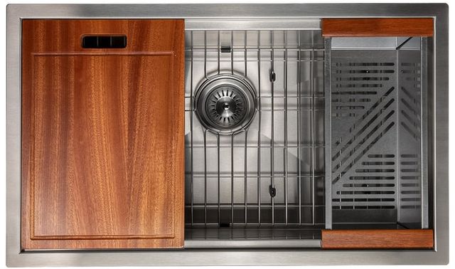 ZLINE Garmisch 30" Stainless Steel Undermount Single Bowl Kitchen Sink with Bottom Grid and Accessories-2