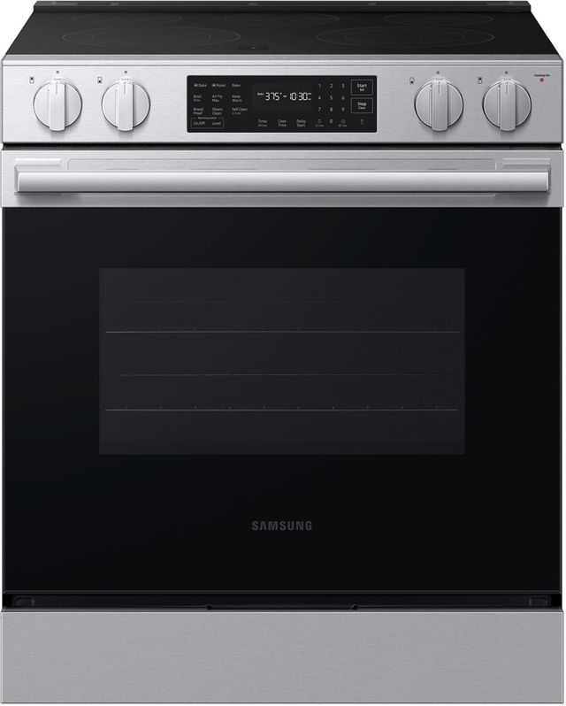 Samsung Bespoke 30" Stainless Steel Smart Slide-In Electric Range with No-Preheat Air Fry Max-0