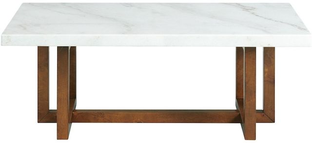 Elements International Morris 2-Piece White Occasional Table with Chestnut Base Set-2