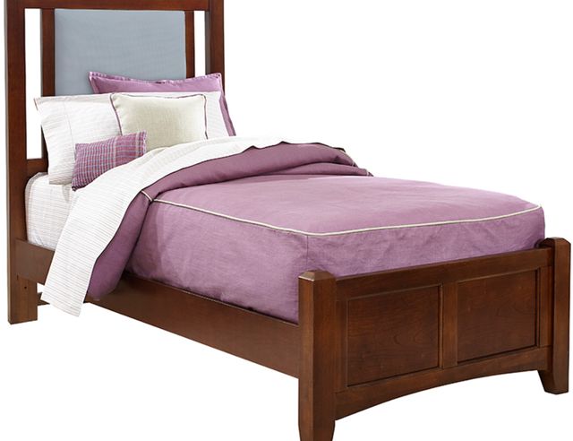 Vaughan-Bassett Bonanza Blue/Cherry Twin Upholstered Panel Bed-0