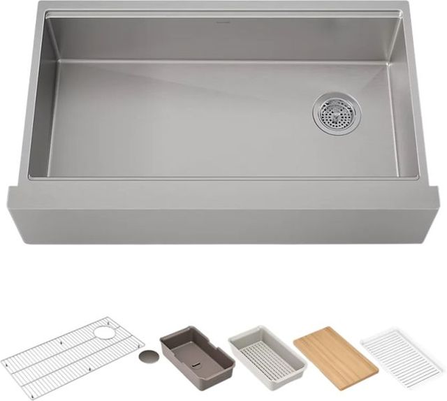 KOHLER® Strive® Stainless Steel 36" Undermount Single-Bowl Farmhouse Workstation Kitchen Sink-0