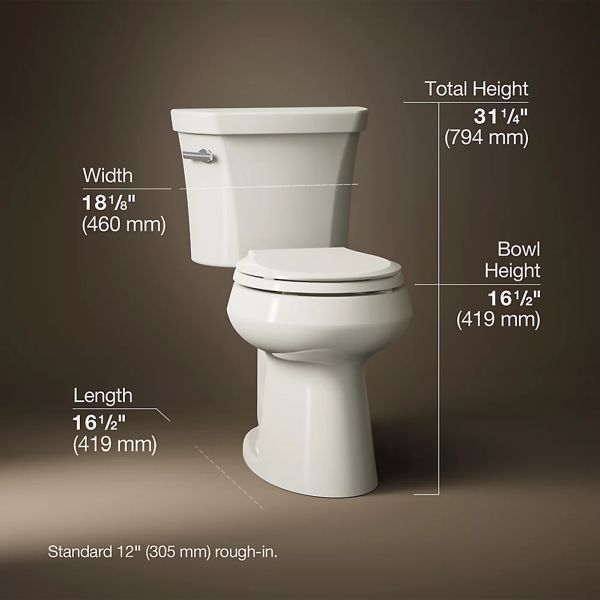 KOHLER® Highline® Biscuit 2-Piece Round-Front Toilet, 1.28 Gpf with Insuliner® Tank-4