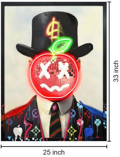 Classy Living Luminous Neon Apple Face Wall Art-2