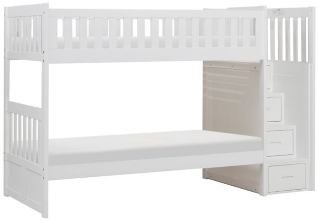 Homelegance® Galen White Twin/Twin Step Bunk Bed-0