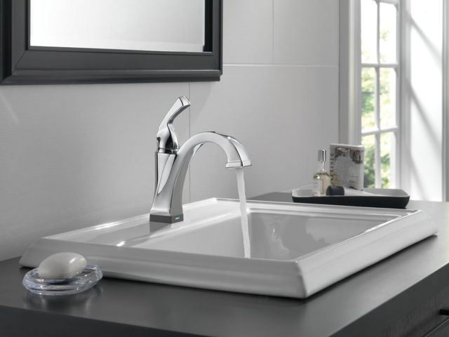 Delta Dryden® Chrome Touch2O® Bathroom Faucet with Touchless Technology with Drain-1