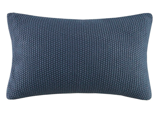 Olliix by INK+IVY Bree Knit Indigo 12" x 20" Oblong Pillow Cover-1