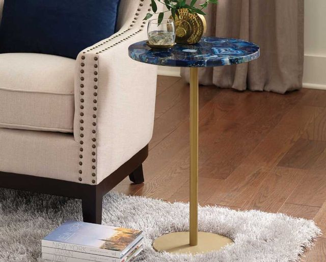 Steve Silver Co. Oceana Blue Side Table with Gold Base-3
