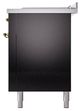 Ilve® Nostalgie II Noblesse 60'' Glossy Black Pro Style Dual Fuel Range with Brass Trim-3