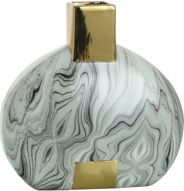 StyleCraft Norman Wyatt Home Faux Marble/Gold Vase-0