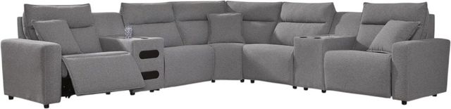Signature Design by Ashley® Modmax II 7-Piece Salt and Pepper Modular Power Reclining Sectional with Audio Consoles-0
