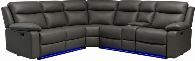  Global Furniture USA U6026 3-Piece Gray Manual Reclining Right-Arm Facing Sectional-0