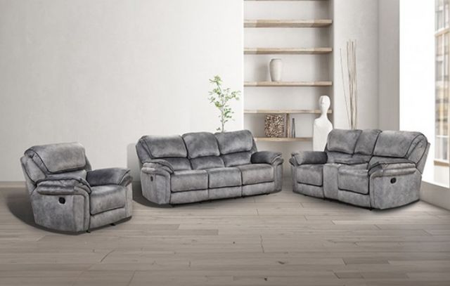 Furniture of America® Themis Gray Manual Reclining Loveseat-2