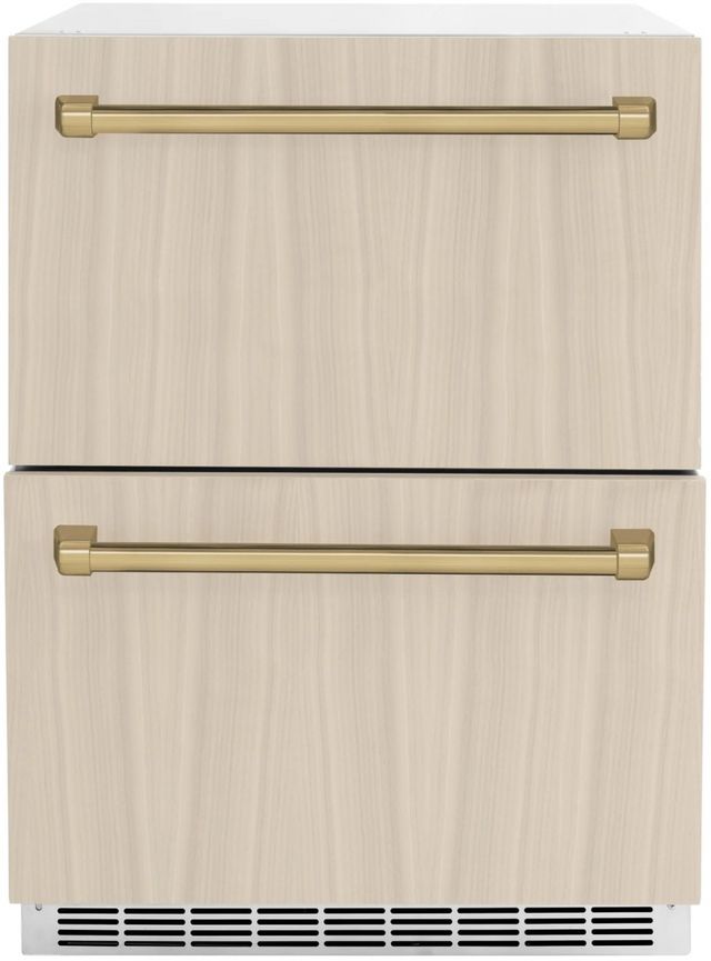 ZLINE Touchstone Autograph Edition 4.6 Cu. Ft. Panel Ready Outdoor-Rated Refrigerator Drawers with Champagne Bronze Handles