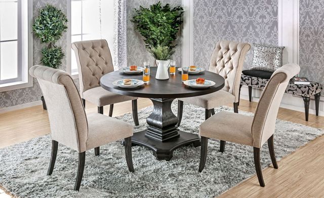 Furniture of America® Nerissa Antique Black Round Dining Table-1