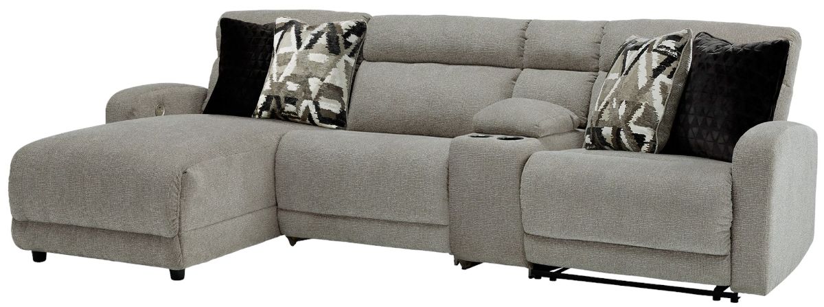 Signature Design by Ashley® Colleyville 4-Piece Stone Left-Arm Facing Power Reclining Sectional and Chaise with Console