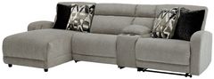 Signature Design by Ashley® Colleyville 4-Piece Stone Left-Arm Facing Power Reclining Sectional and Chaise with Console
