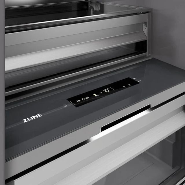 ZLINE Autograph Edition Series 24 in. 12.4 Cu. Ft. Column Freezer in Stainless Steel with Graphite Gray Interior and Matte Black Accents-3